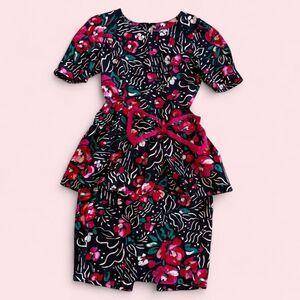 Retro Office Bow Women's Donna Morgan Dress Size 5-6 Midi